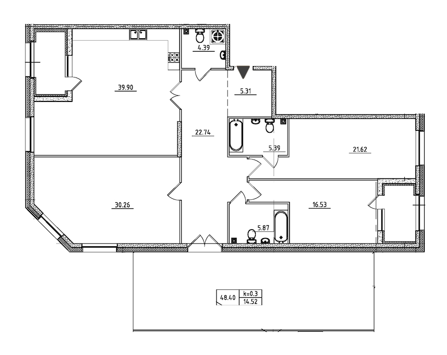 3-комнатная квартира 171.2 м², 2/9 эт., ЖК «Петровская Доминанта»